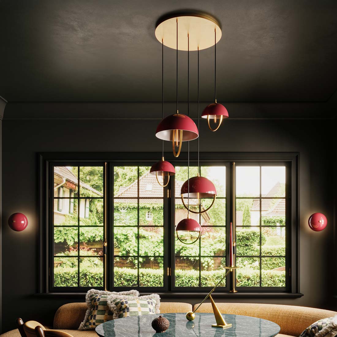 Mavisten Edition Copernica Multi Light Pendant Light in living room.