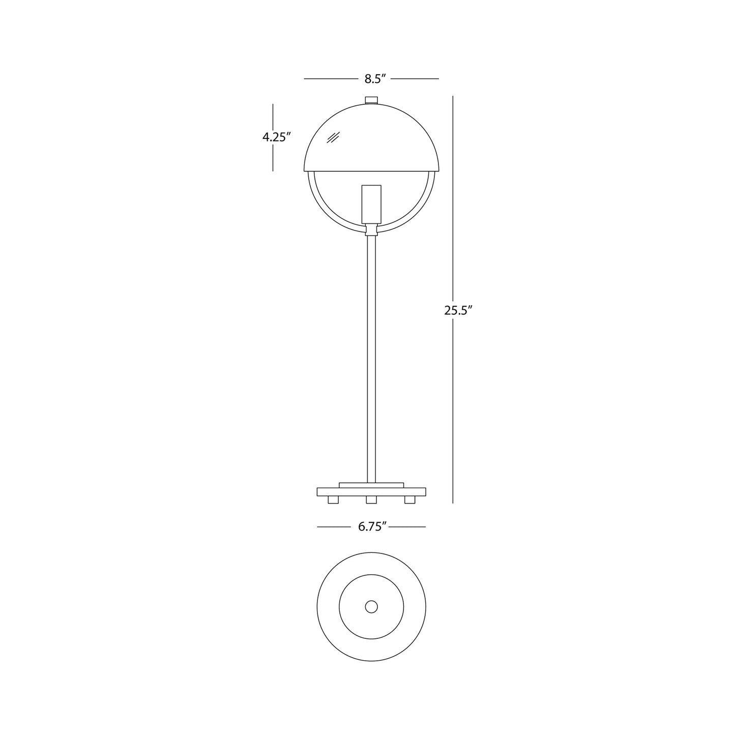Mavisten Edition Copernica Table Lamp - line drawing.