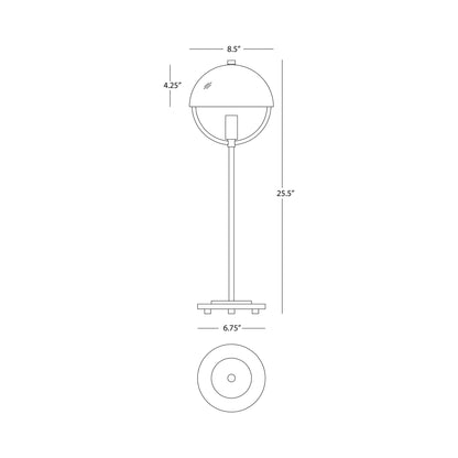 Mavisten Edition Copernica Table Lamp - line drawing.