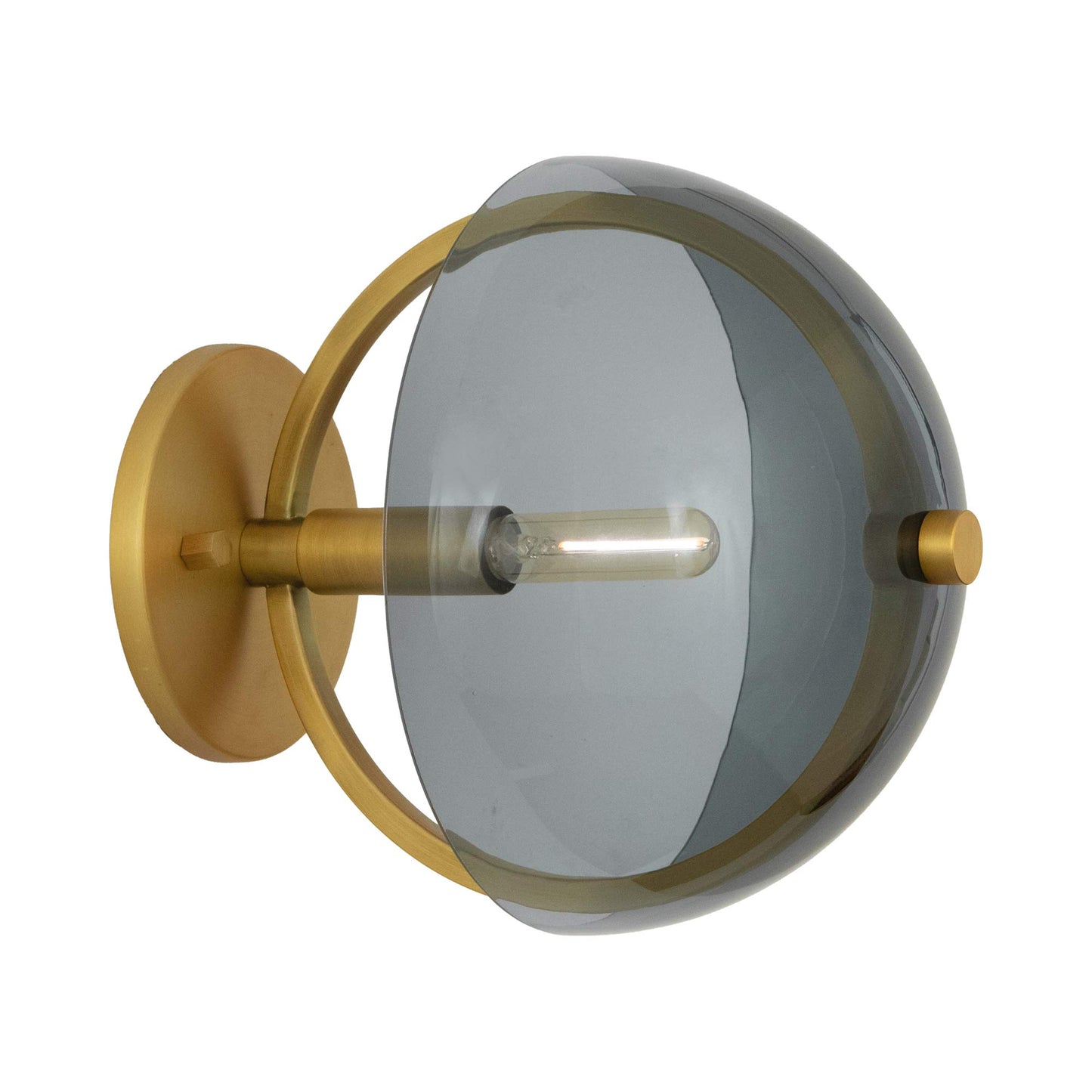 Mavisten Edition Copernica Wall Light in Lacquered Burnished Brass/Smoked Glass.