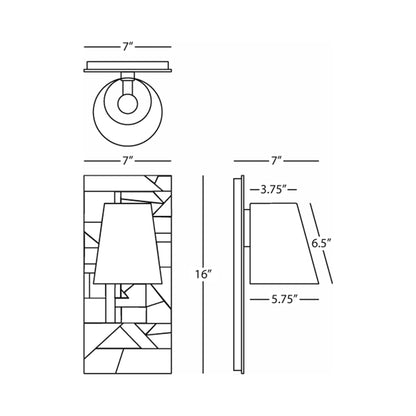 Michael Berman Brut Outdoor Wall Light - line drawing.