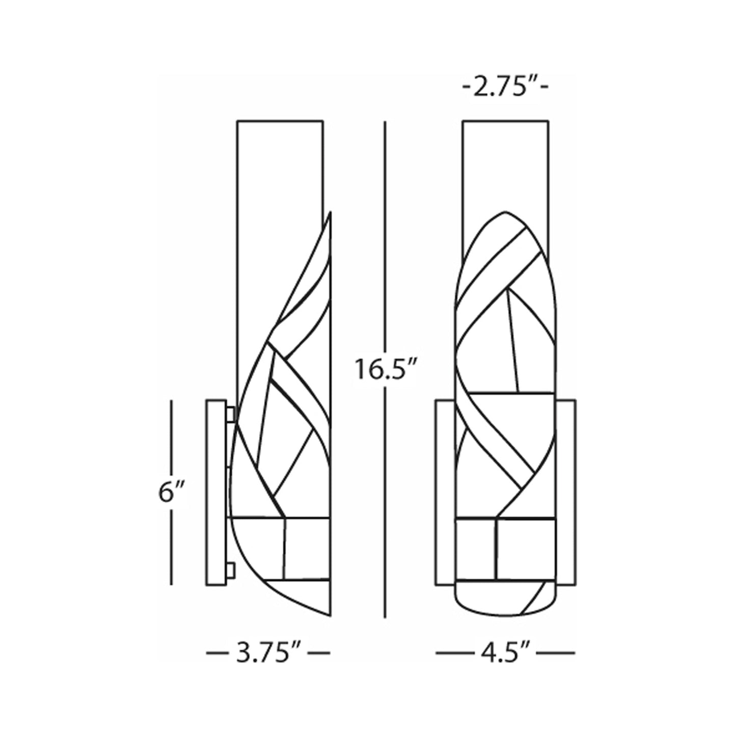 Michael Berman Brut Single Wall Light - line drawing.
