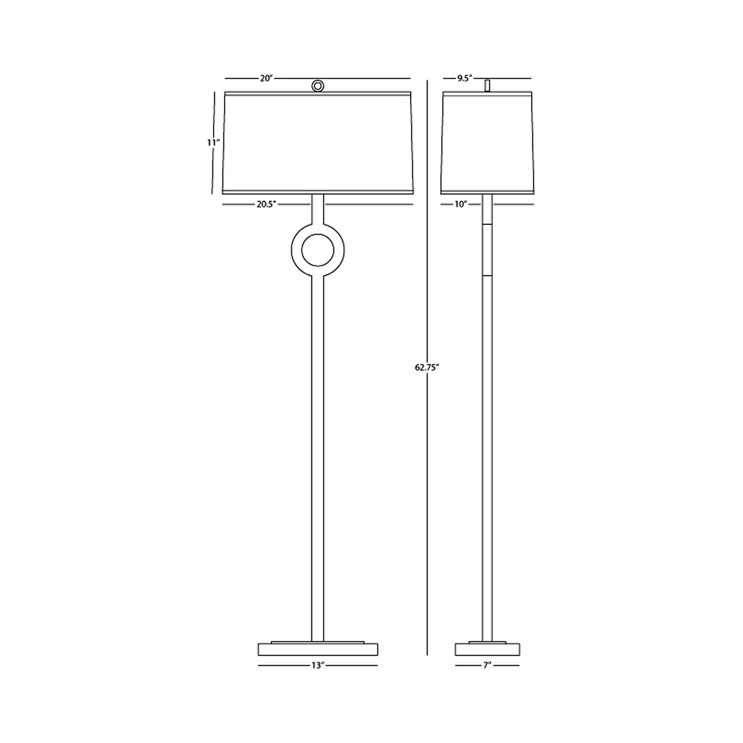 Oculus Floor Lamp - line drawing.