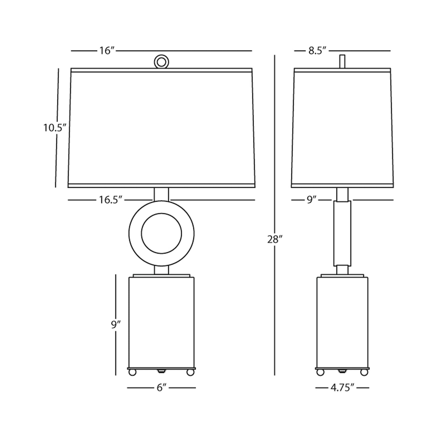 Oculus Table Lamp - line drawing.
