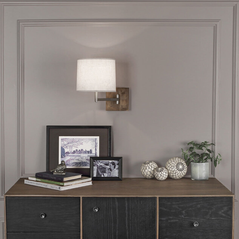 Oliver Swing Arm Wall Light in living room.