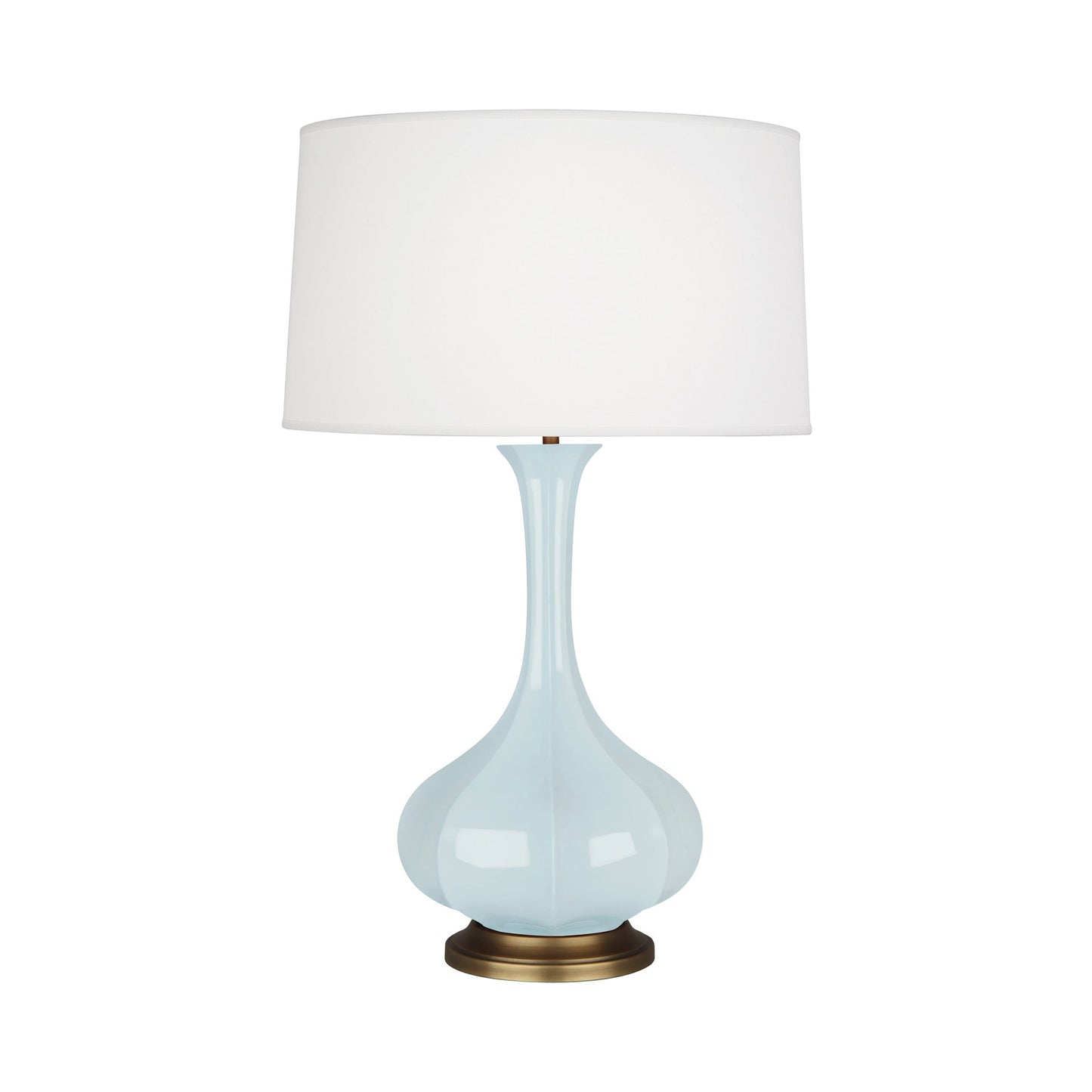 Pike Table Lamp in Baby Blue/Aged Brass.