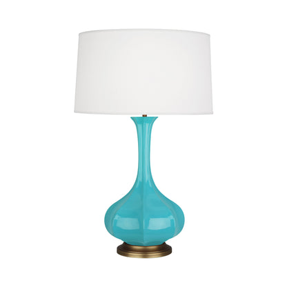 Pike Table Lamp in Egg Blue/Aged Brass.