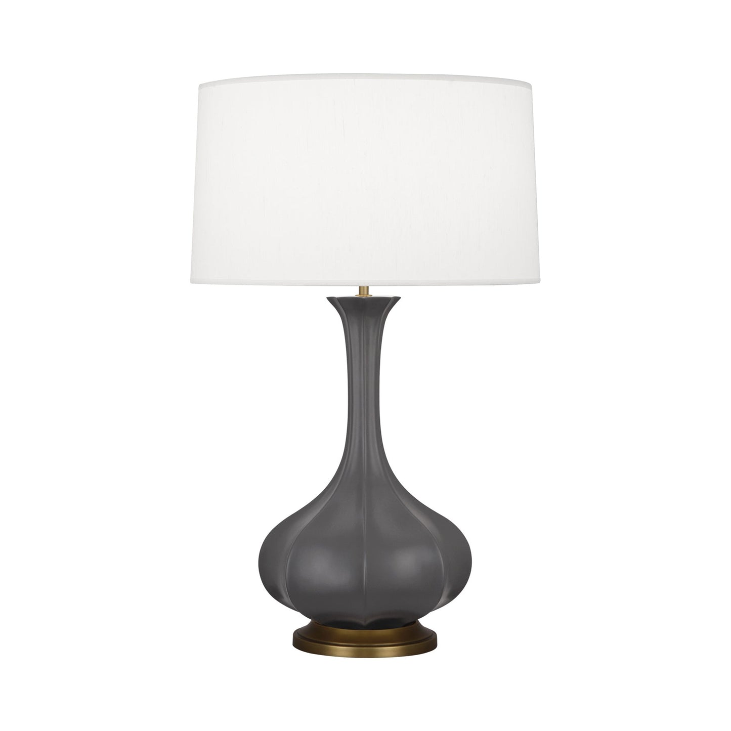 Pike Table Lamp in Matte Ash/Aged Brass.