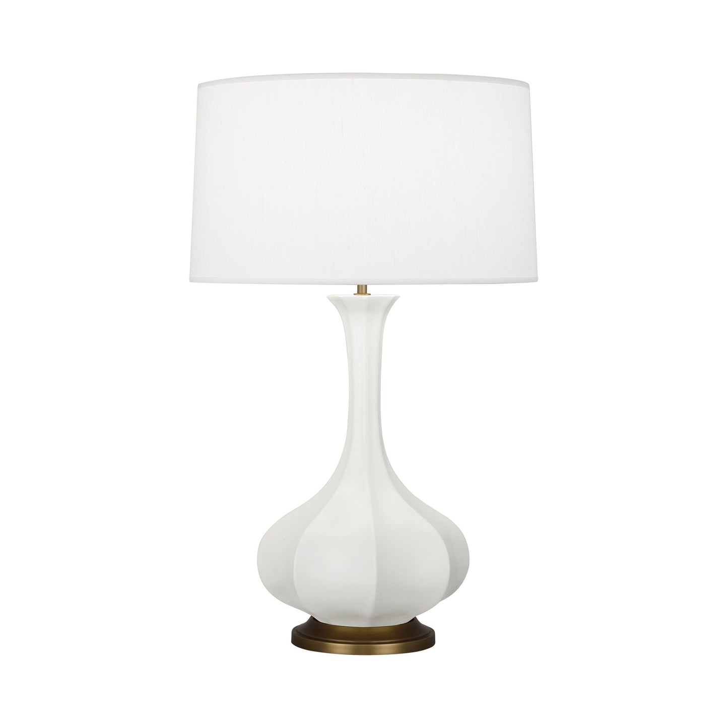 Pike Table Lamp in Matte Lily/Aged Brass.