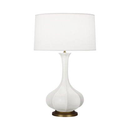 Pike Table Lamp in Matte Lily/Aged Brass.
