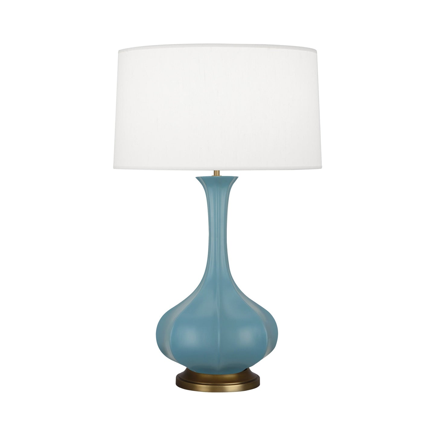 Pike Table Lamp in Matte Steel Blue/Aged Brass.