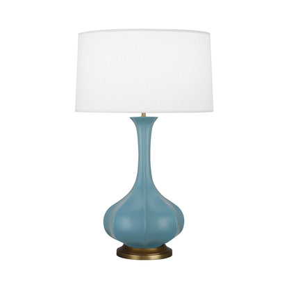 Pike Table Lamp in Matte Steel Blue/Aged Brass.