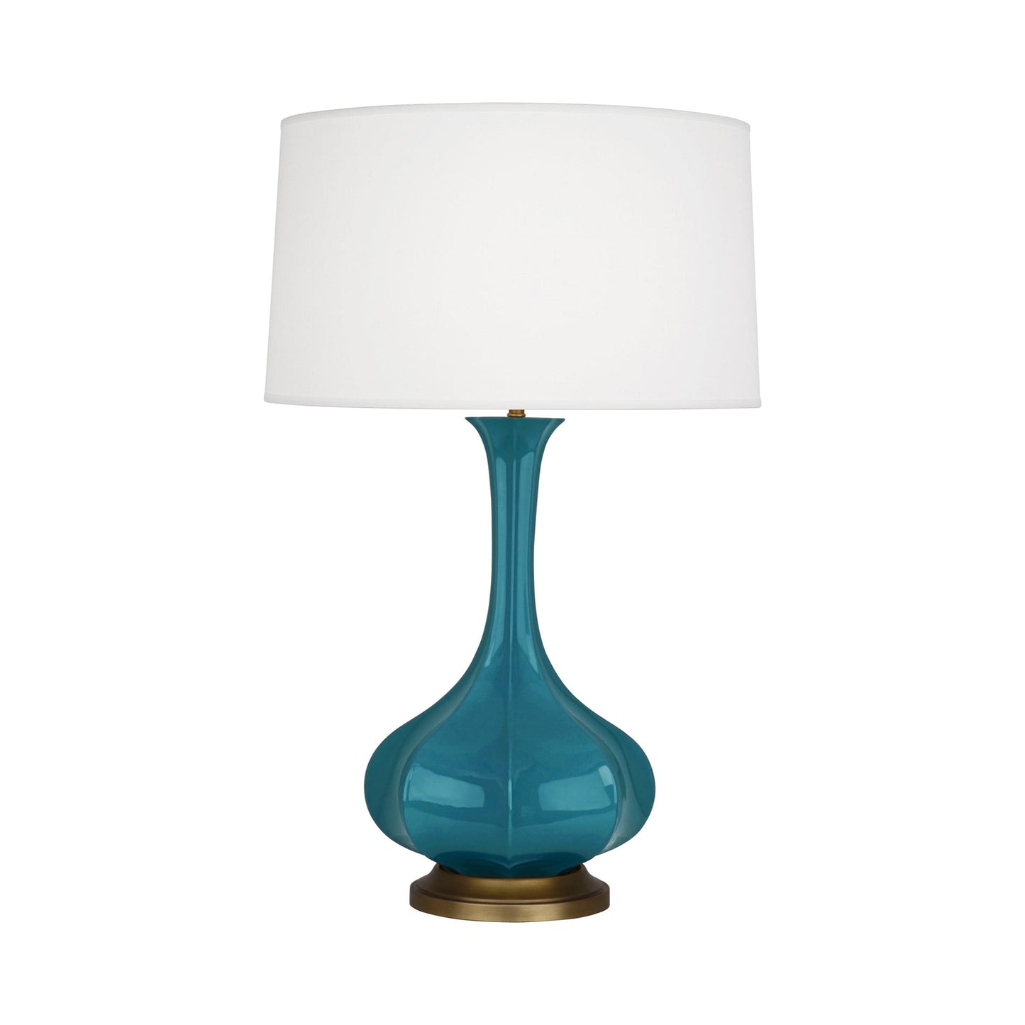 Pike Table Lamp in Peacock/Aged Brass.