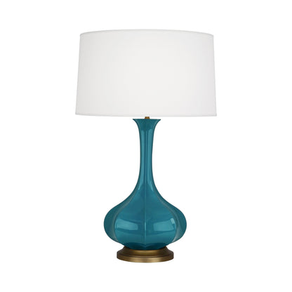 Pike Table Lamp in Peacock/Aged Brass.