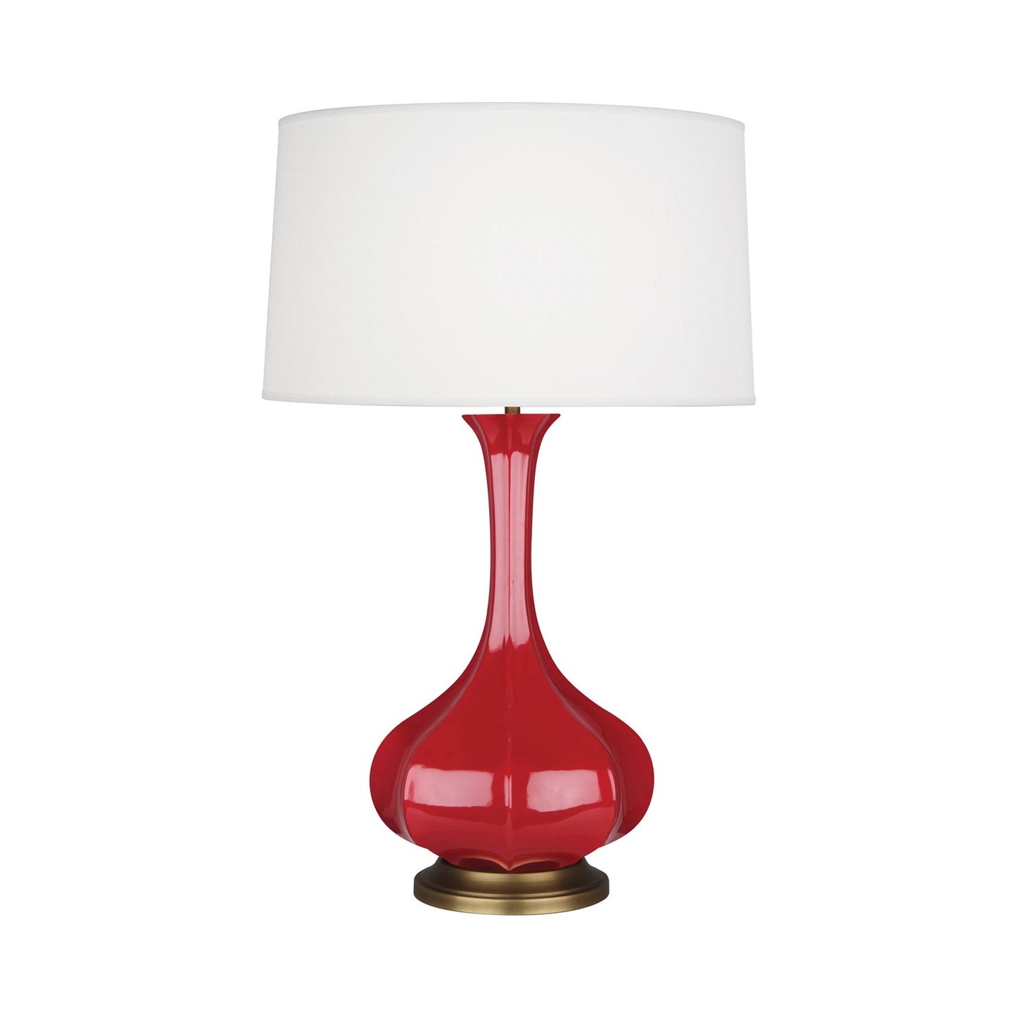 Pike Table Lamp in Ruby Red/Aged Brass.