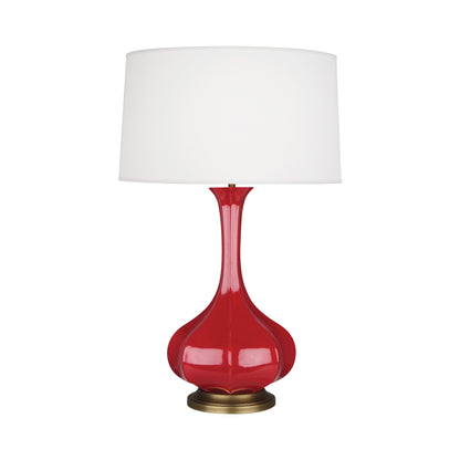 Pike Table Lamp in Ruby Red/Aged Brass.