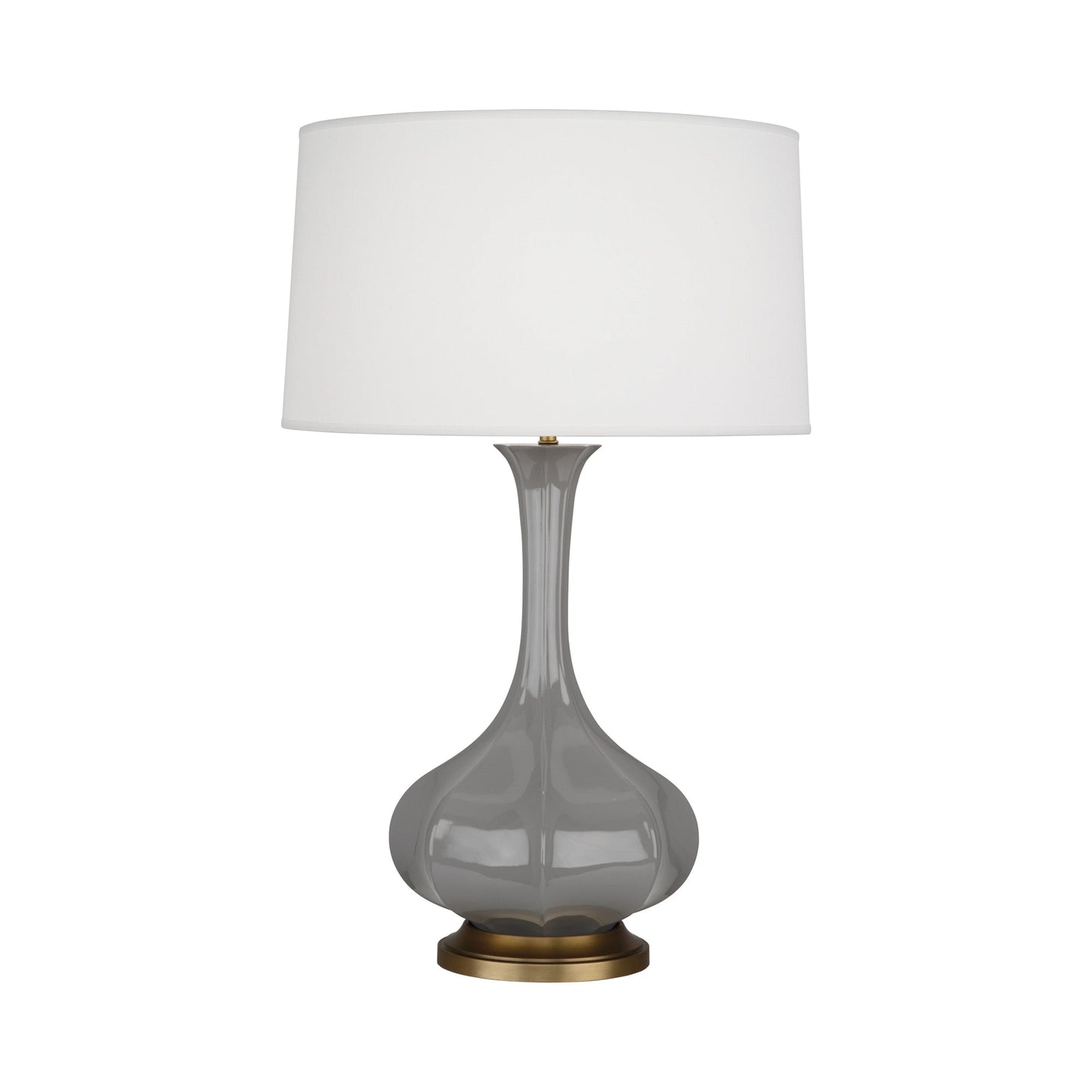 Pike Table Lamp in Smoky Taupe/Aged Brass.