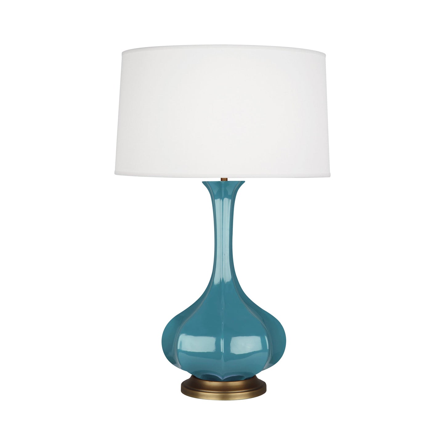 Pike Table Lamp in Steel Blue/Aged Brass.