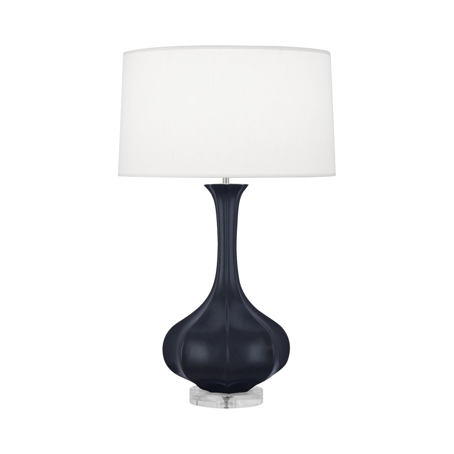 Pike Table Lamp in Matte Midnight Blue/Lucite.