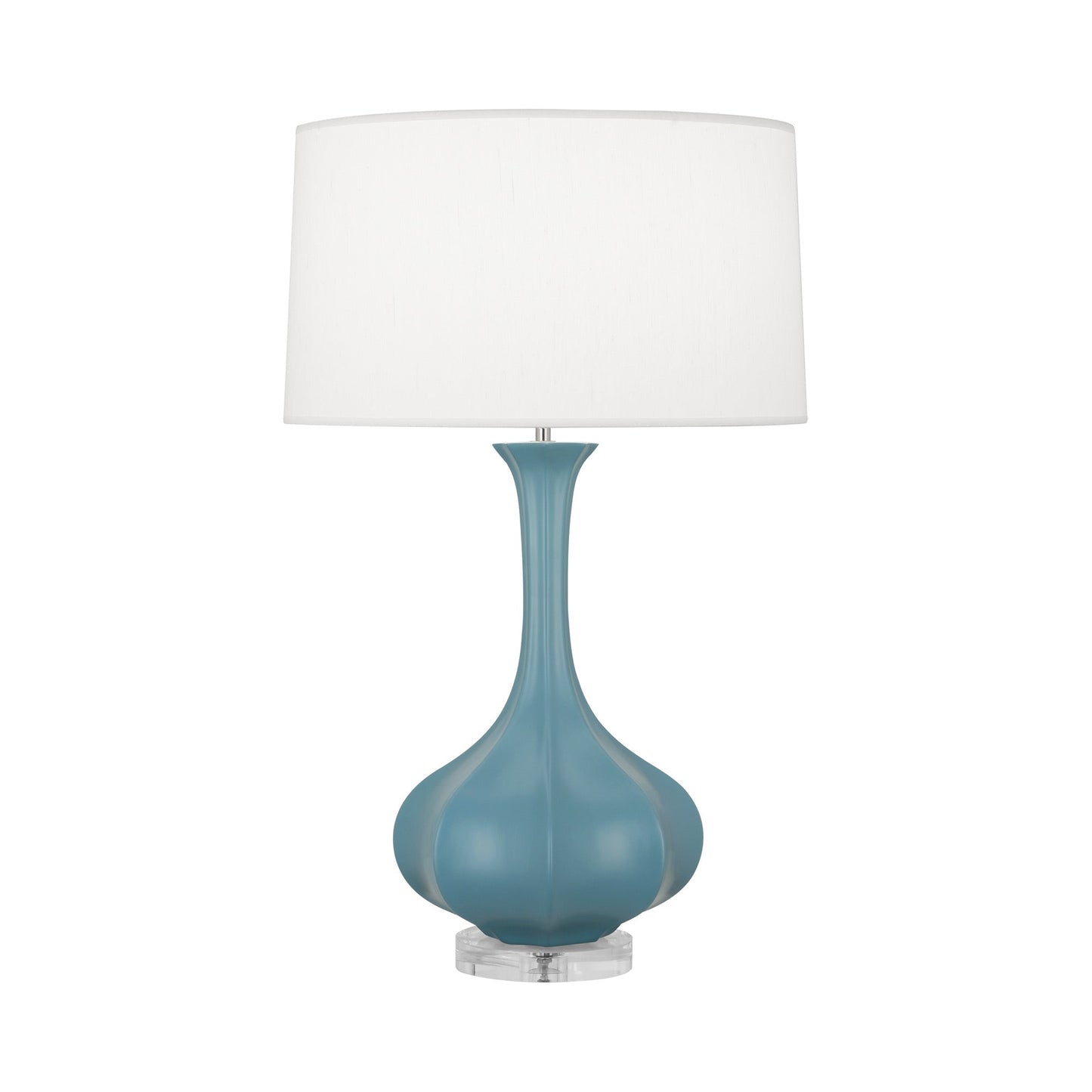 Pike Table Lamp in Matte Steel Blue/Lucite.