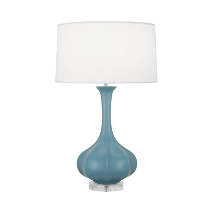 Pike Table Lamp in Matte Steel Blue/Lucite.