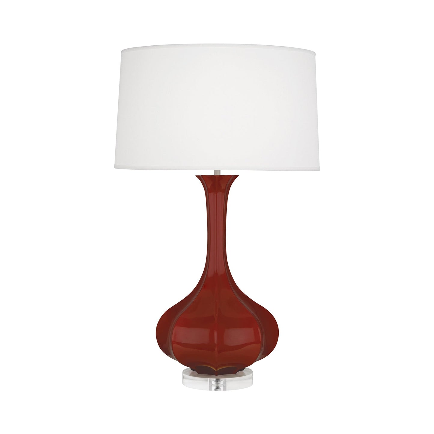 Pike Table Lamp in Oxblood/Lucite.