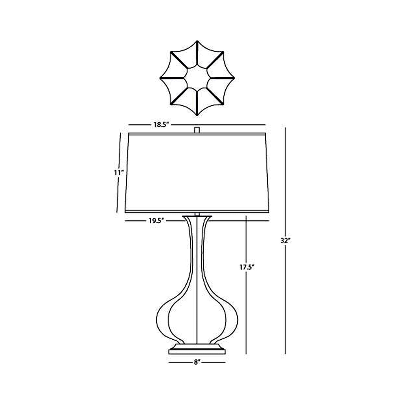 Pike Table Lamp - line drawing.