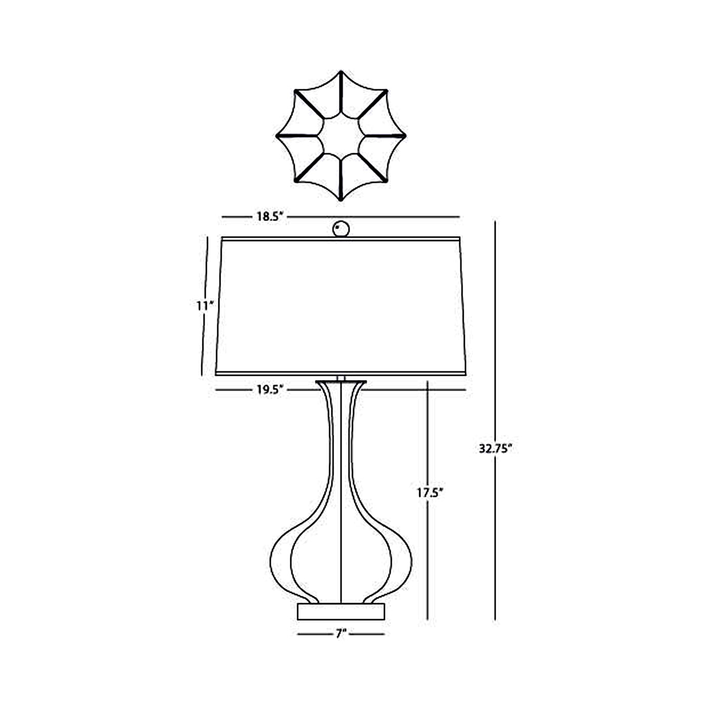 Pike Table Lamp - line drawing.