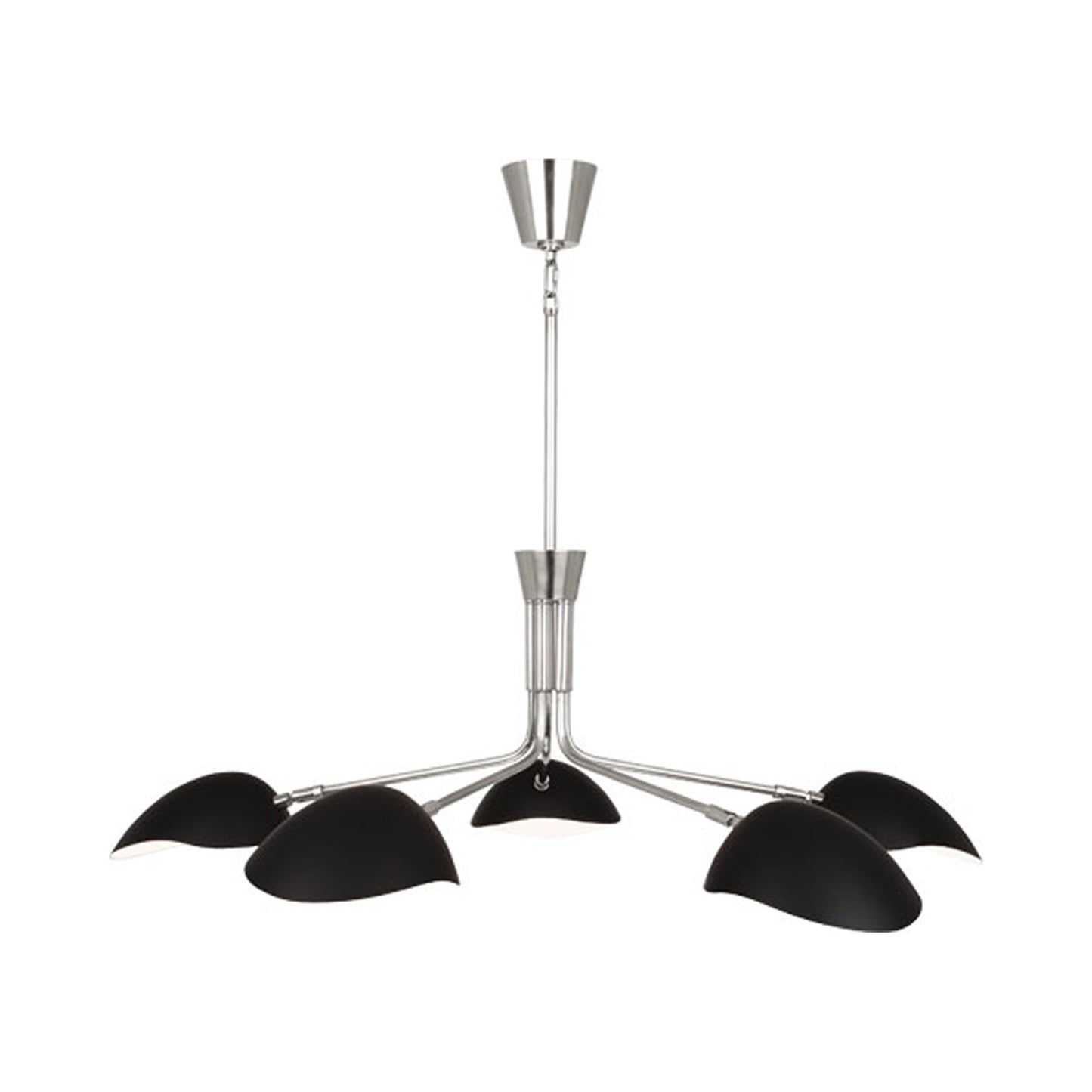 Racer Chandelier in Polished Nickel/Matte Black.