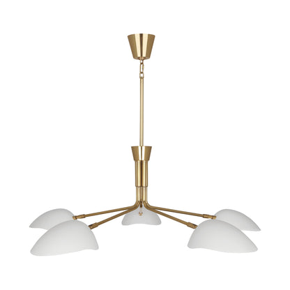 Racer Chandelier in Modern Brass/Satin White.
