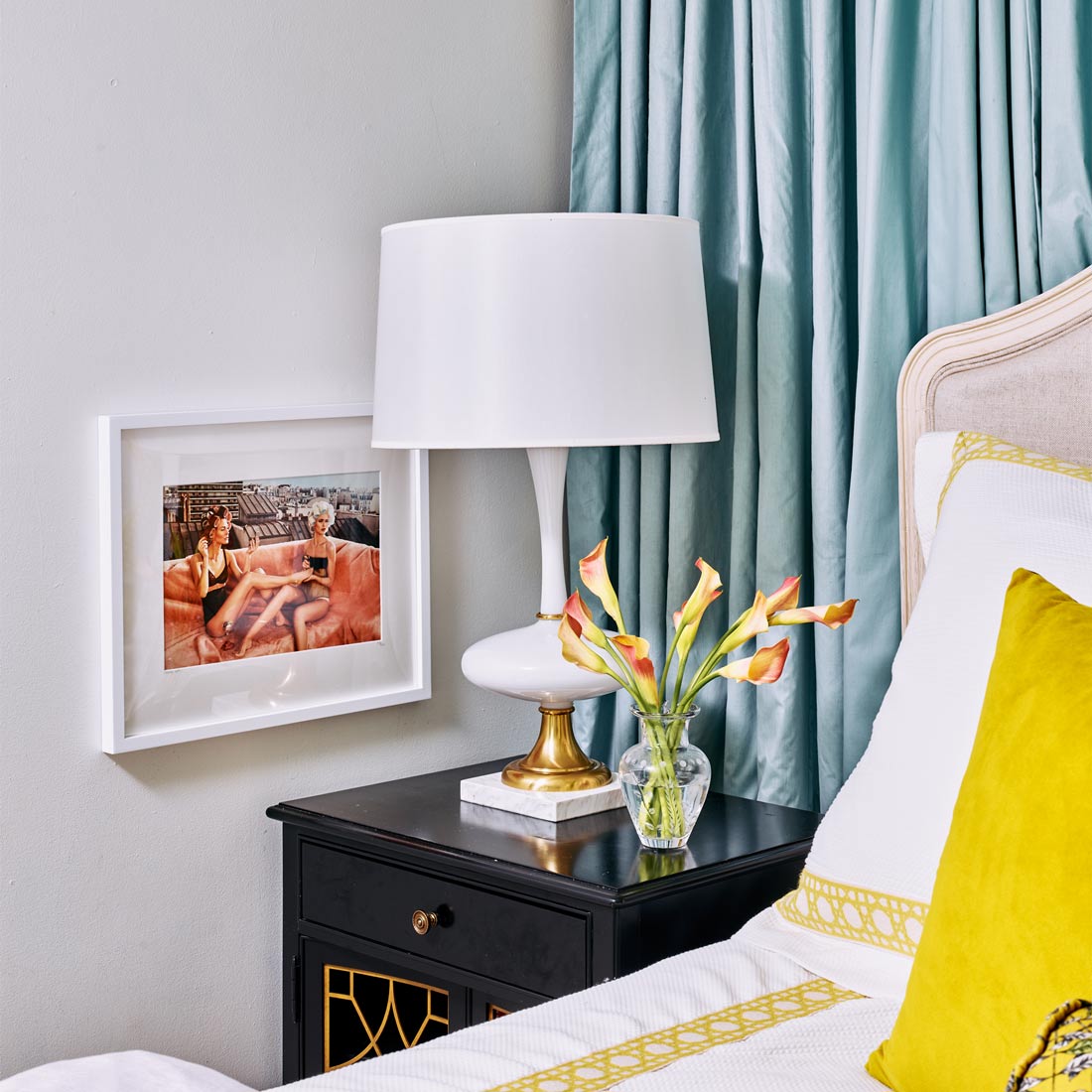 Raquel Table Lamp in bedroom.