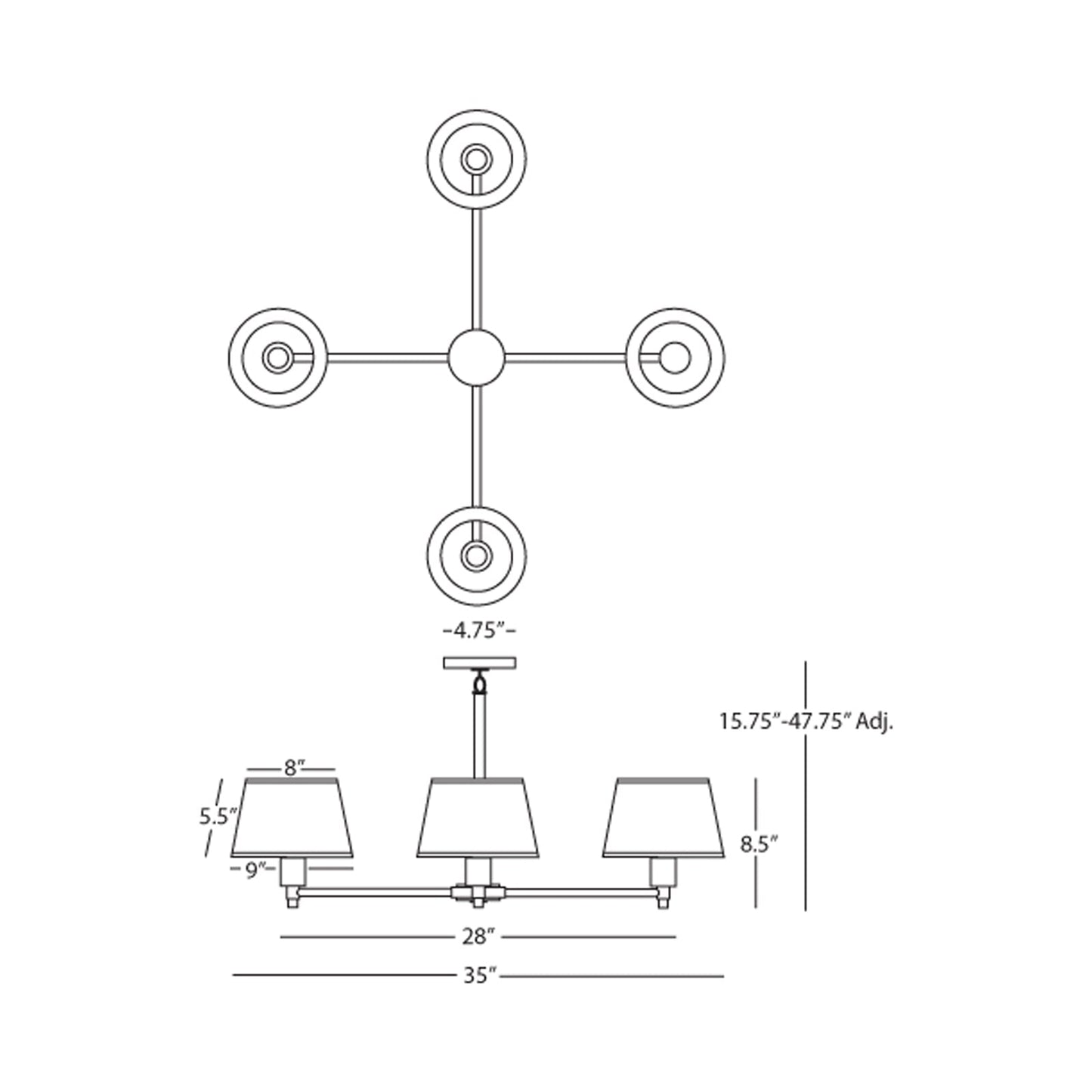 Real Simple Chandelier - line drawing.