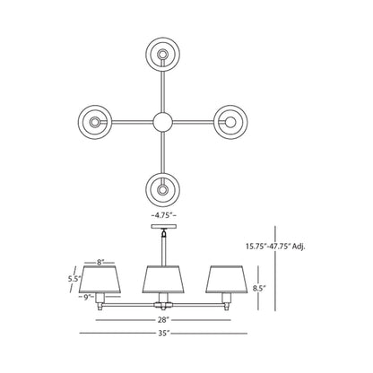 Real Simple Chandelier - line drawing.