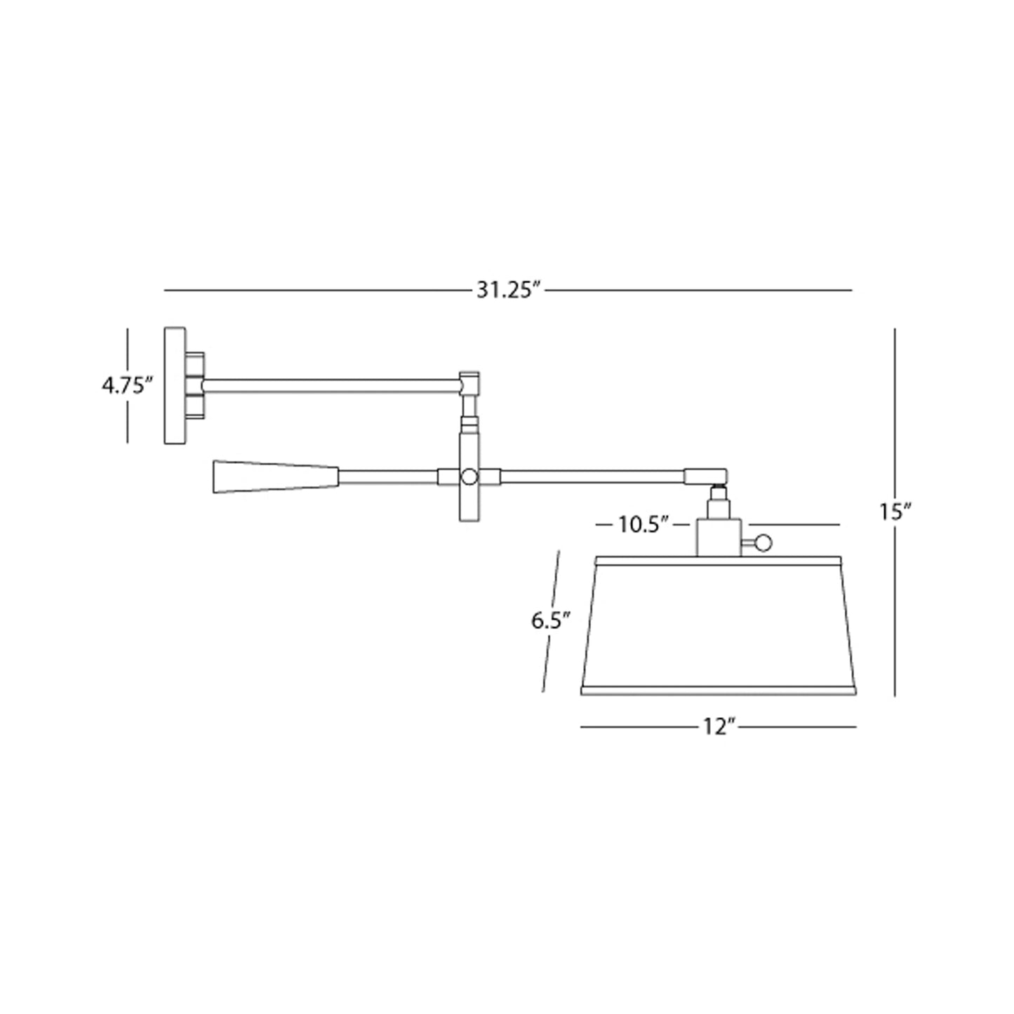 Real Simple Ring Swing Arm Wall Light - line drawing.
