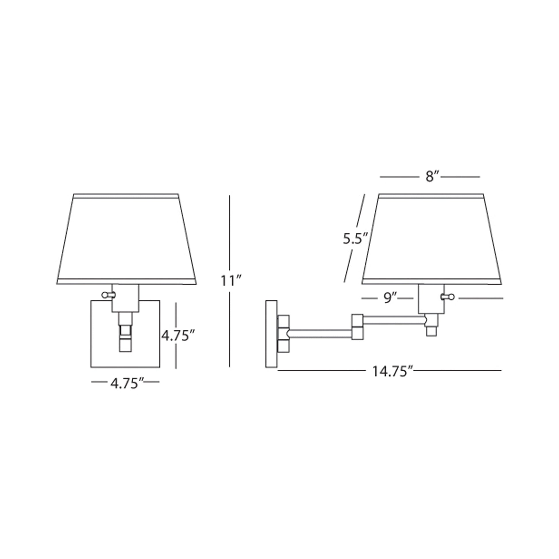 Real Simple Swing Arm Wall Light - line drawing.