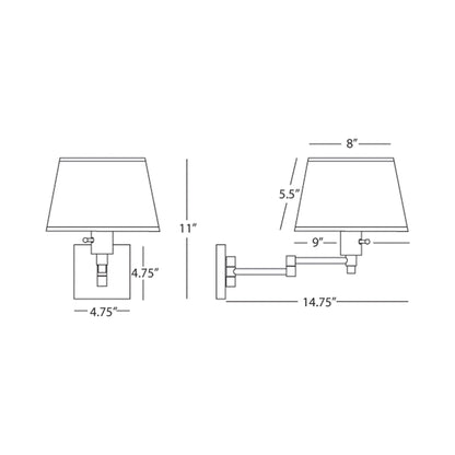 Real Simple Swing Arm Wall Light - line drawing.
