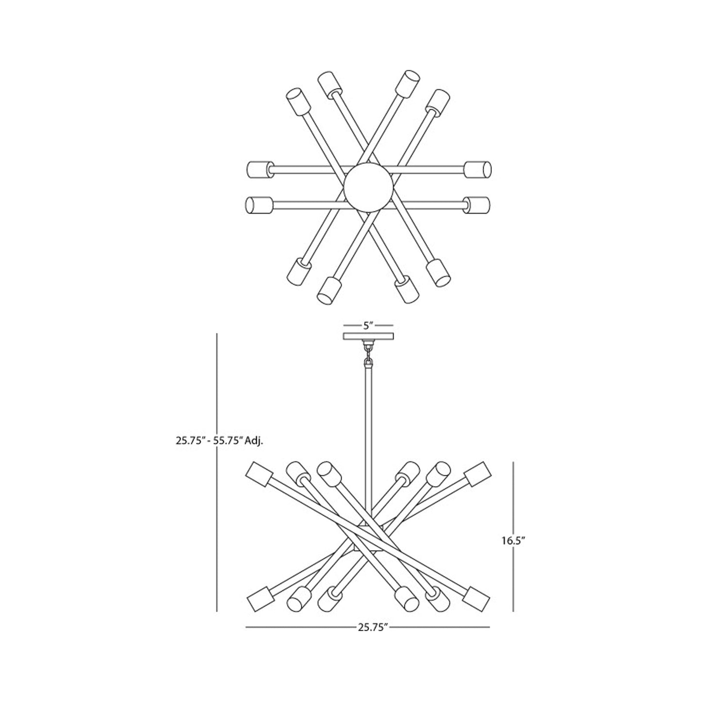 Thatcher Chandelier - line drawing.