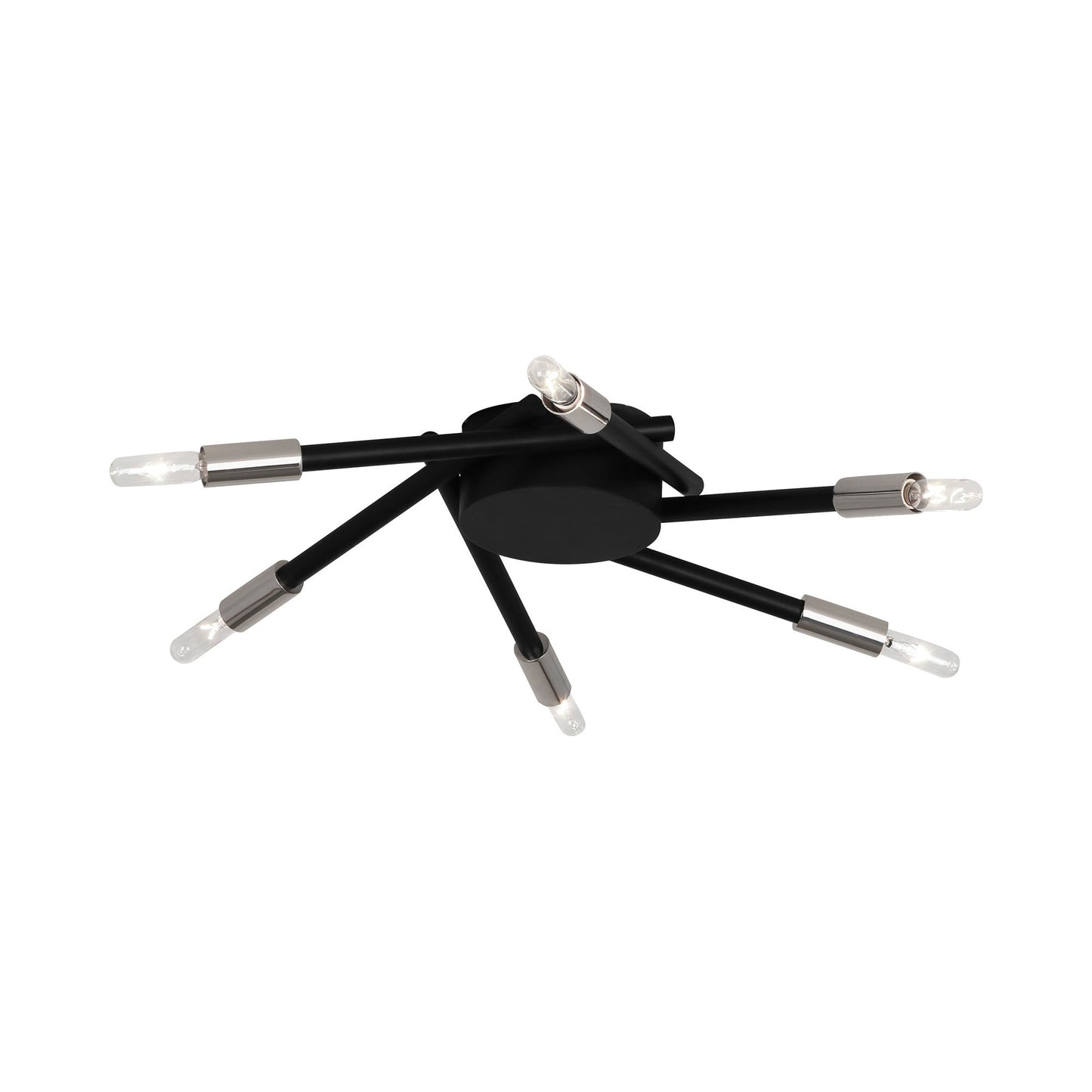Thatcher Flush Mount Ceiling Light in Polished Nickel.