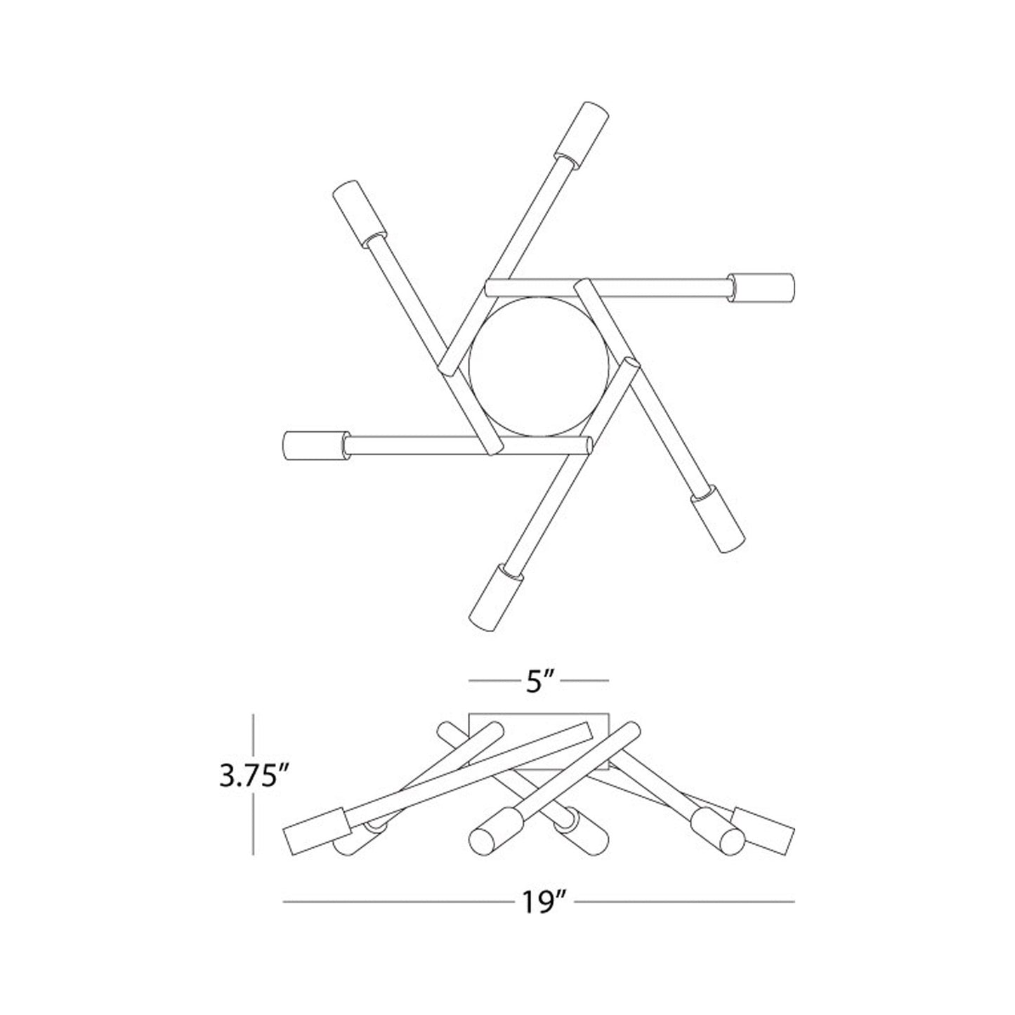 Thatcher Flush Mount Ceiling Light - line drawing.