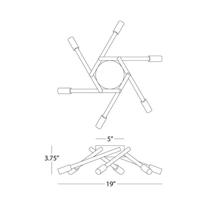 Thatcher Flush Mount Ceiling Light - line drawing.