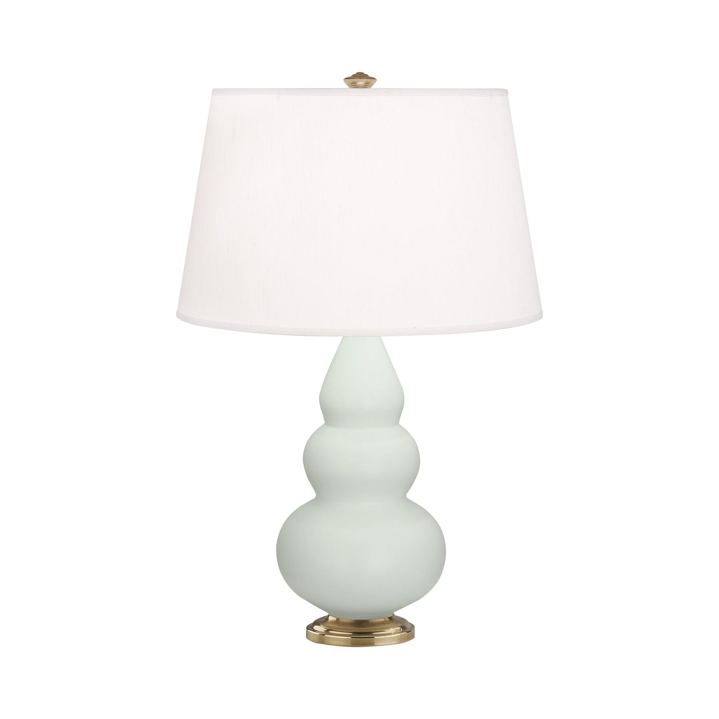 Triple Gourd Accent Lamp in Matte Celadon/Antique Natural Brass.