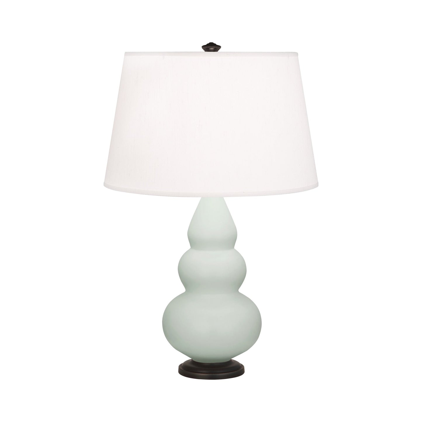 Triple Gourd Accent Lamp in Matte Celadon/Deep Patina Bronze.