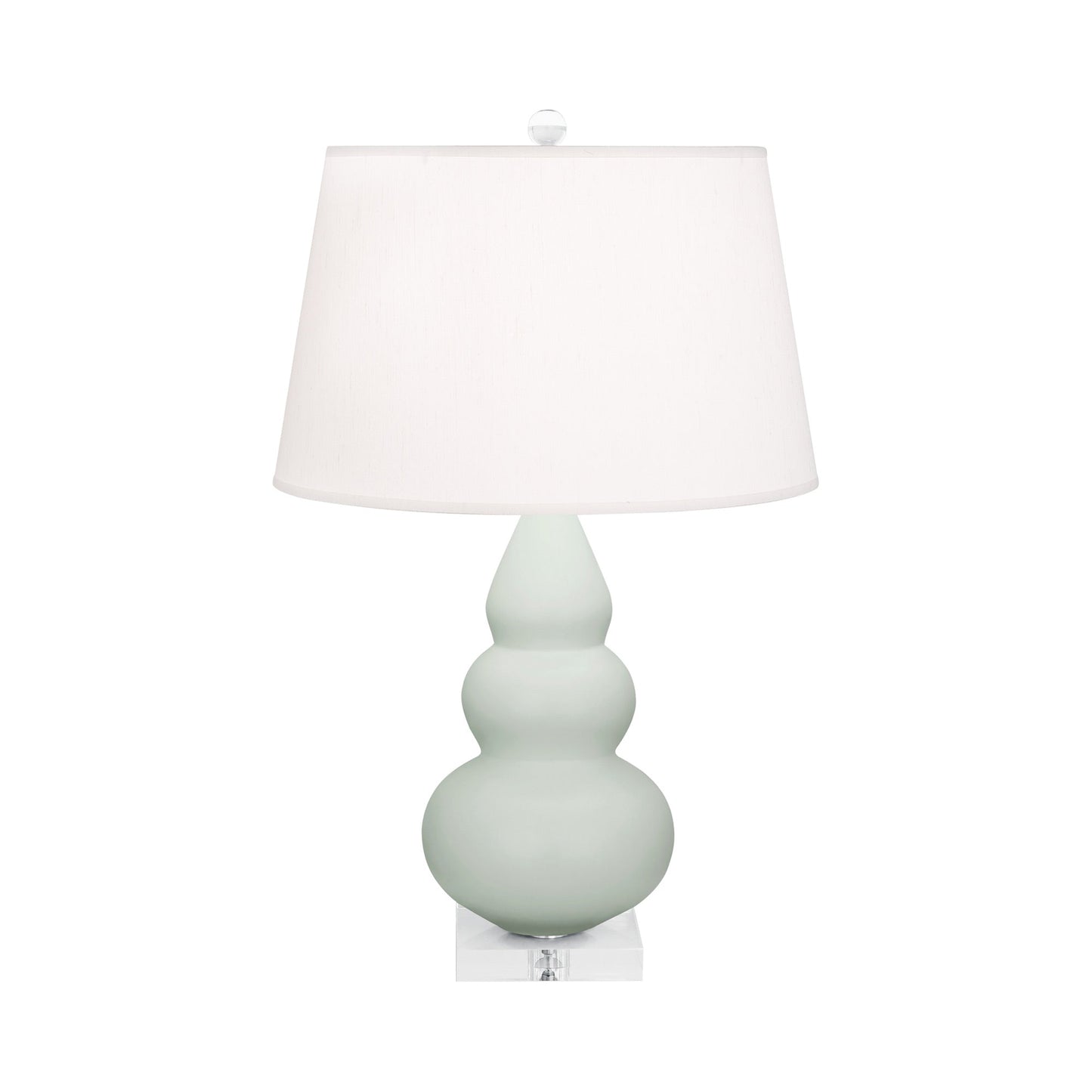 Triple Gourd Accent Lamp in Matte Celadon/Lucite Base.