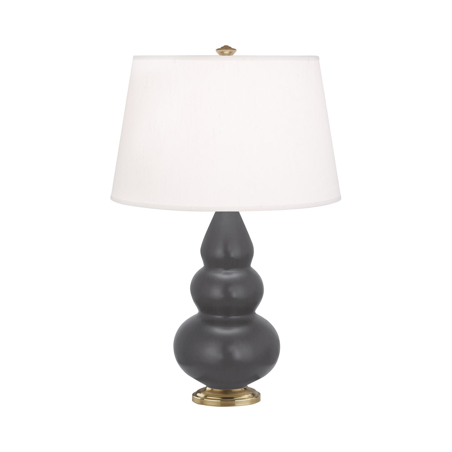 Triple Gourd Accent Lamp in Matte Ash/Antique Brass.