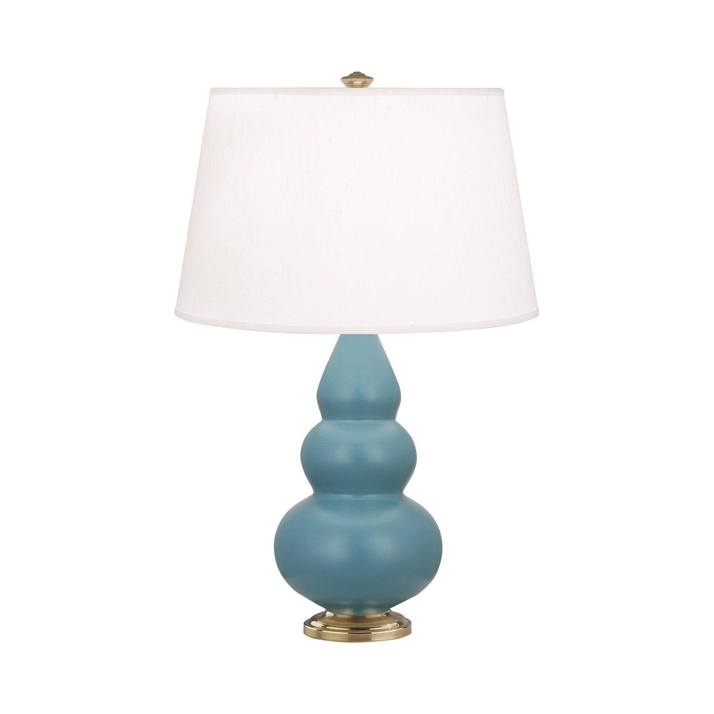 Triple Gourd Accent Lamp in Matte Steel Blue/Antique Brass.
