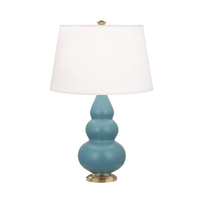 Triple Gourd Accent Lamp in Matte Steel Blue/Antique Brass.