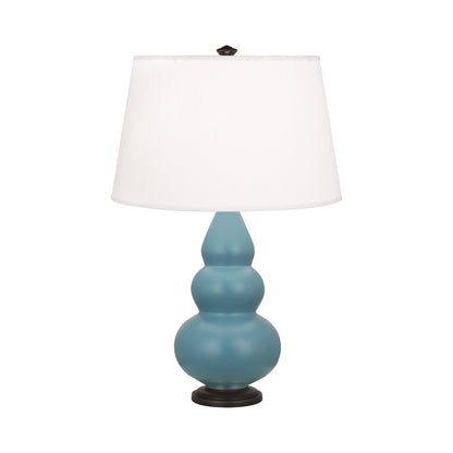 Triple Gourd Accent Lamp in Matte Steel Blue/Deep Patina Bronze.