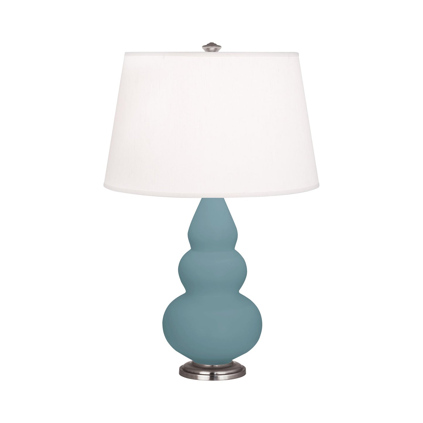 Triple Gourd Accent Lamp in Matte Steel Blue/Antique Silver.