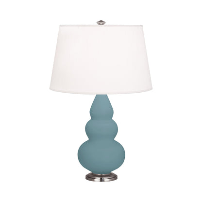 Triple Gourd Accent Lamp in Matte Steel Blue/Antique Silver.