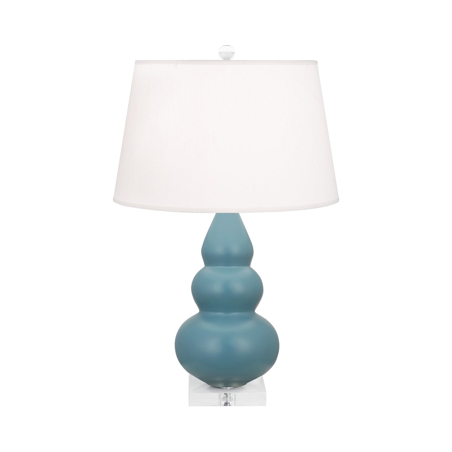 Triple Gourd Accent Lamp in Matte Steel Blue/Lucite Base.
